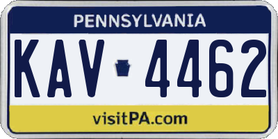 PA license plate KAV4462
