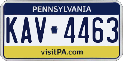 PA license plate KAV4463