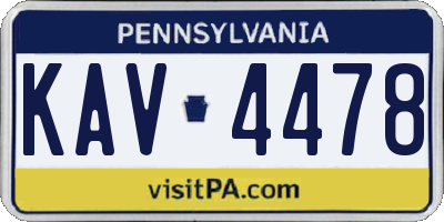 PA license plate KAV4478