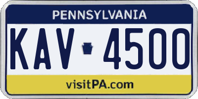 PA license plate KAV4500