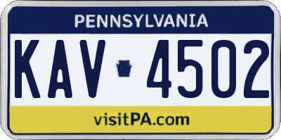 PA license plate KAV4502