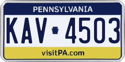 PA license plate KAV4503