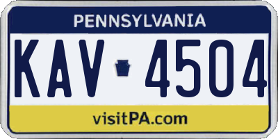 PA license plate KAV4504