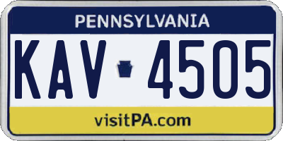 PA license plate KAV4505