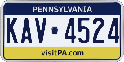 PA license plate KAV4524