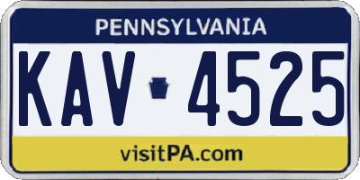 PA license plate KAV4525