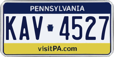 PA license plate KAV4527