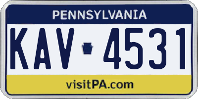 PA license plate KAV4531