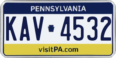 PA license plate KAV4532