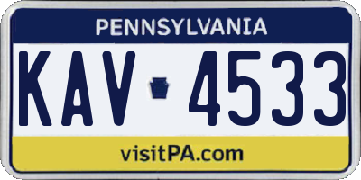 PA license plate KAV4533