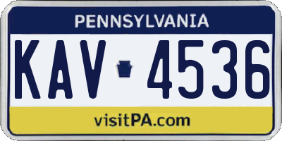 PA license plate KAV4536
