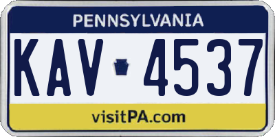 PA license plate KAV4537