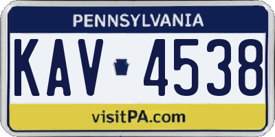 PA license plate KAV4538