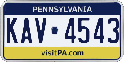 PA license plate KAV4543