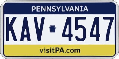 PA license plate KAV4547