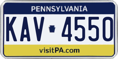 PA license plate KAV4550