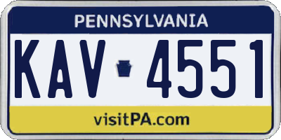 PA license plate KAV4551