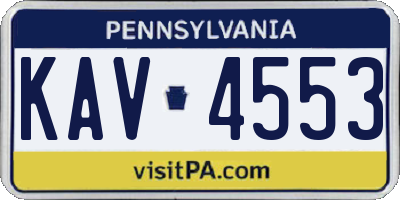 PA license plate KAV4553