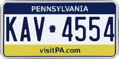 PA license plate KAV4554