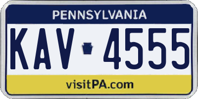 PA license plate KAV4555