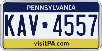 PA license plate KAV4557