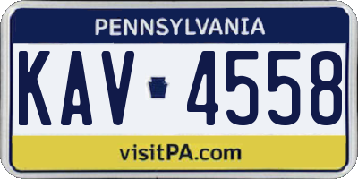 PA license plate KAV4558