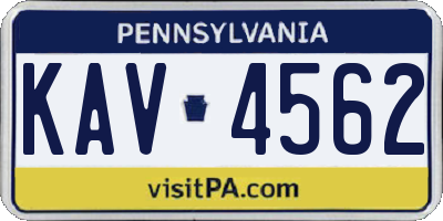 PA license plate KAV4562