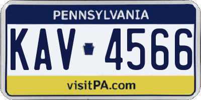 PA license plate KAV4566