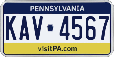 PA license plate KAV4567