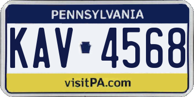 PA license plate KAV4568