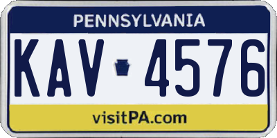 PA license plate KAV4576