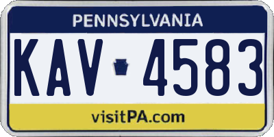 PA license plate KAV4583