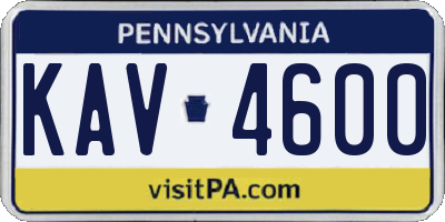 PA license plate KAV4600