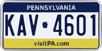 PA license plate KAV4601