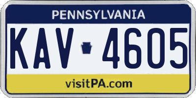 PA license plate KAV4605