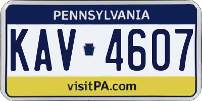 PA license plate KAV4607