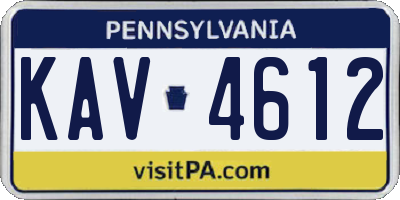 PA license plate KAV4612