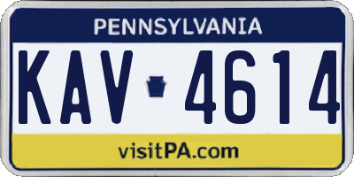 PA license plate KAV4614