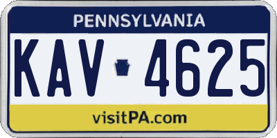 PA license plate KAV4625