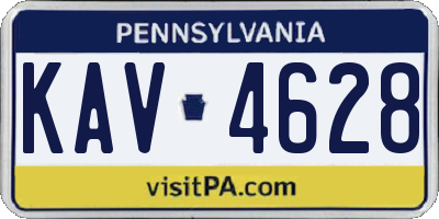 PA license plate KAV4628