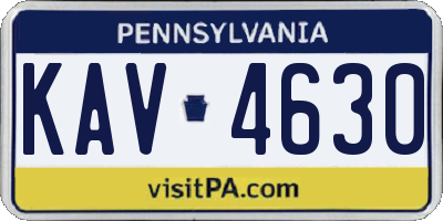 PA license plate KAV4630