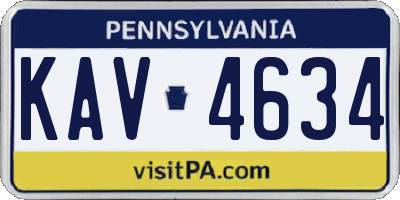 PA license plate KAV4634