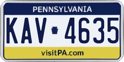 PA license plate KAV4635