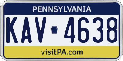 PA license plate KAV4638