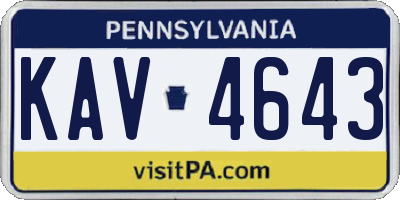 PA license plate KAV4643