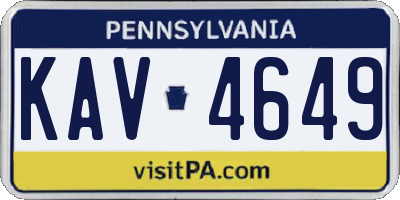 PA license plate KAV4649