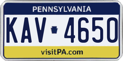 PA license plate KAV4650