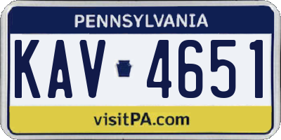 PA license plate KAV4651