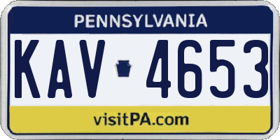 PA license plate KAV4653