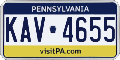 PA license plate KAV4655